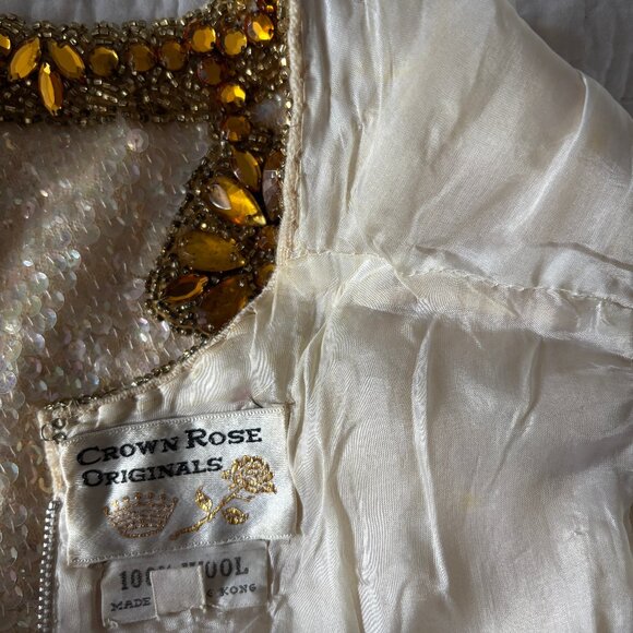 Amazing Iridescent Sequin Top with Jeweled Neckline - Vintage 50's-60's - Picture 12 of 14